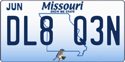 MO license plate DL8Q3N