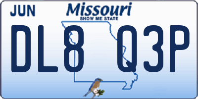 MO license plate DL8Q3P
