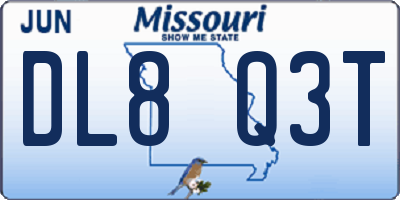 MO license plate DL8Q3T