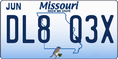 MO license plate DL8Q3X