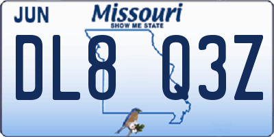 MO license plate DL8Q3Z