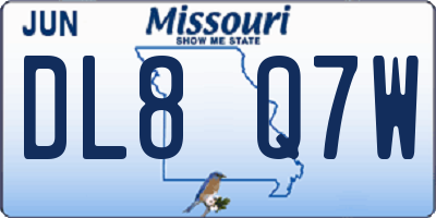 MO license plate DL8Q7W