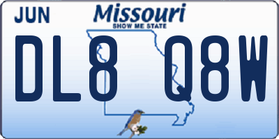 MO license plate DL8Q8W