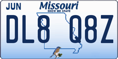 MO license plate DL8Q8Z