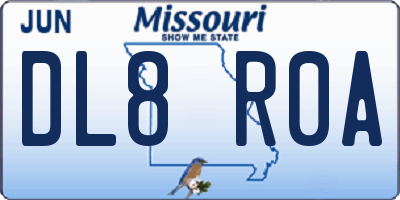 MO license plate DL8R0A