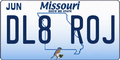 MO license plate DL8R0J