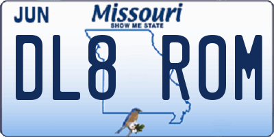 MO license plate DL8R0M