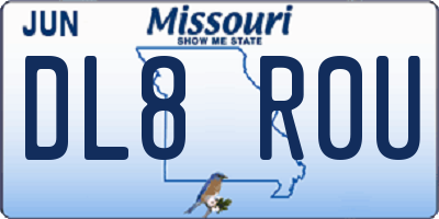 MO license plate DL8R0U
