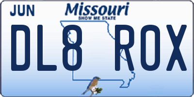 MO license plate DL8R0X