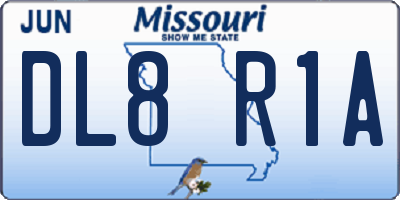 MO license plate DL8R1A