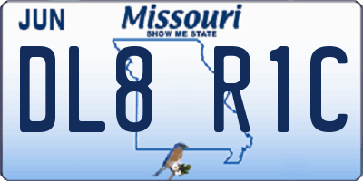 MO license plate DL8R1C