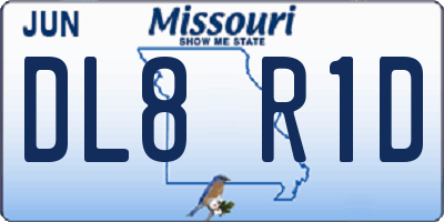 MO license plate DL8R1D