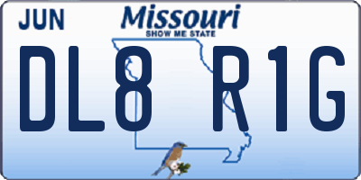 MO license plate DL8R1G