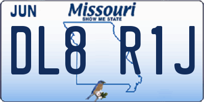 MO license plate DL8R1J