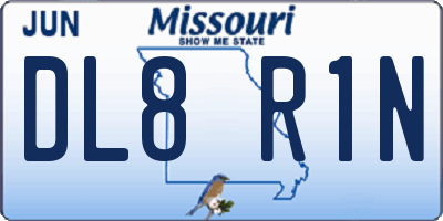 MO license plate DL8R1N