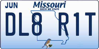 MO license plate DL8R1T
