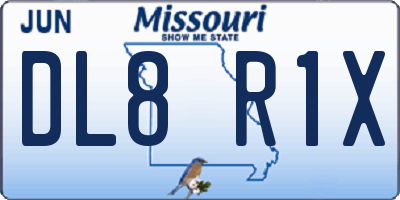 MO license plate DL8R1X