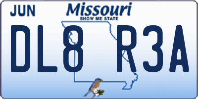 MO license plate DL8R3A