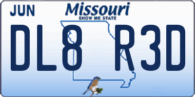MO license plate DL8R3D