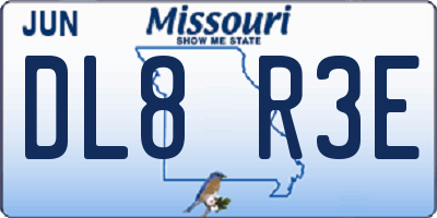 MO license plate DL8R3E