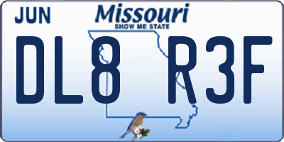 MO license plate DL8R3F