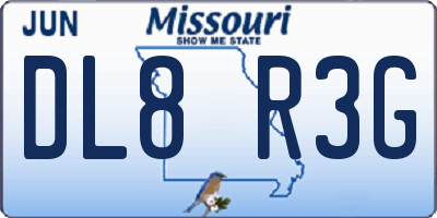 MO license plate DL8R3G
