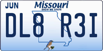 MO license plate DL8R3I