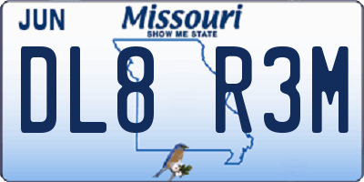 MO license plate DL8R3M