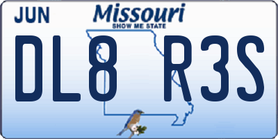 MO license plate DL8R3S
