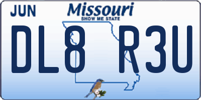 MO license plate DL8R3U