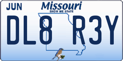 MO license plate DL8R3Y