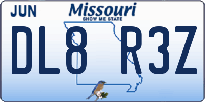 MO license plate DL8R3Z