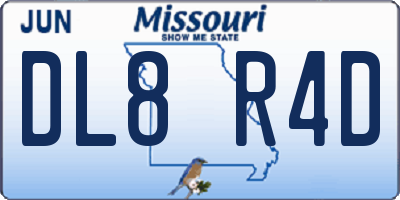 MO license plate DL8R4D