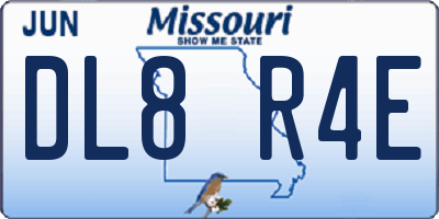 MO license plate DL8R4E