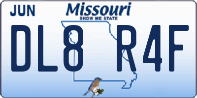 MO license plate DL8R4F