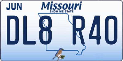 MO license plate DL8R4O