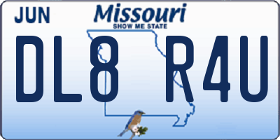 MO license plate DL8R4U