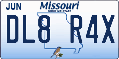 MO license plate DL8R4X