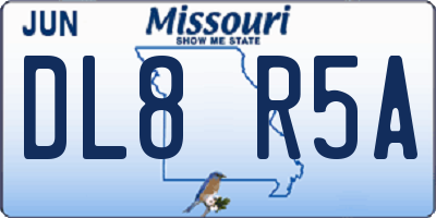 MO license plate DL8R5A