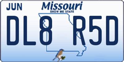 MO license plate DL8R5D