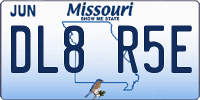 MO license plate DL8R5E