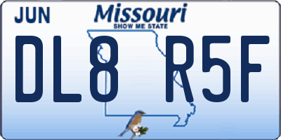 MO license plate DL8R5F