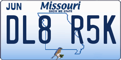 MO license plate DL8R5K