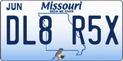 MO license plate DL8R5X