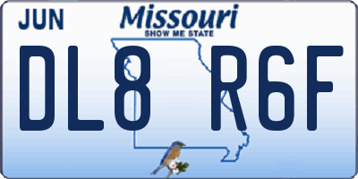 MO license plate DL8R6F