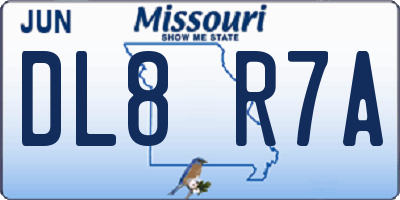 MO license plate DL8R7A