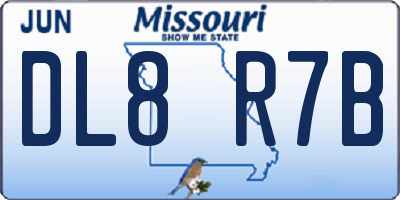 MO license plate DL8R7B