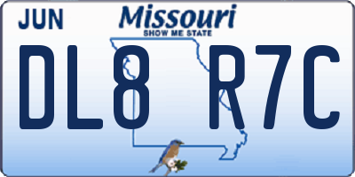 MO license plate DL8R7C