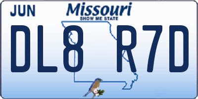 MO license plate DL8R7D
