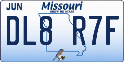 MO license plate DL8R7F
